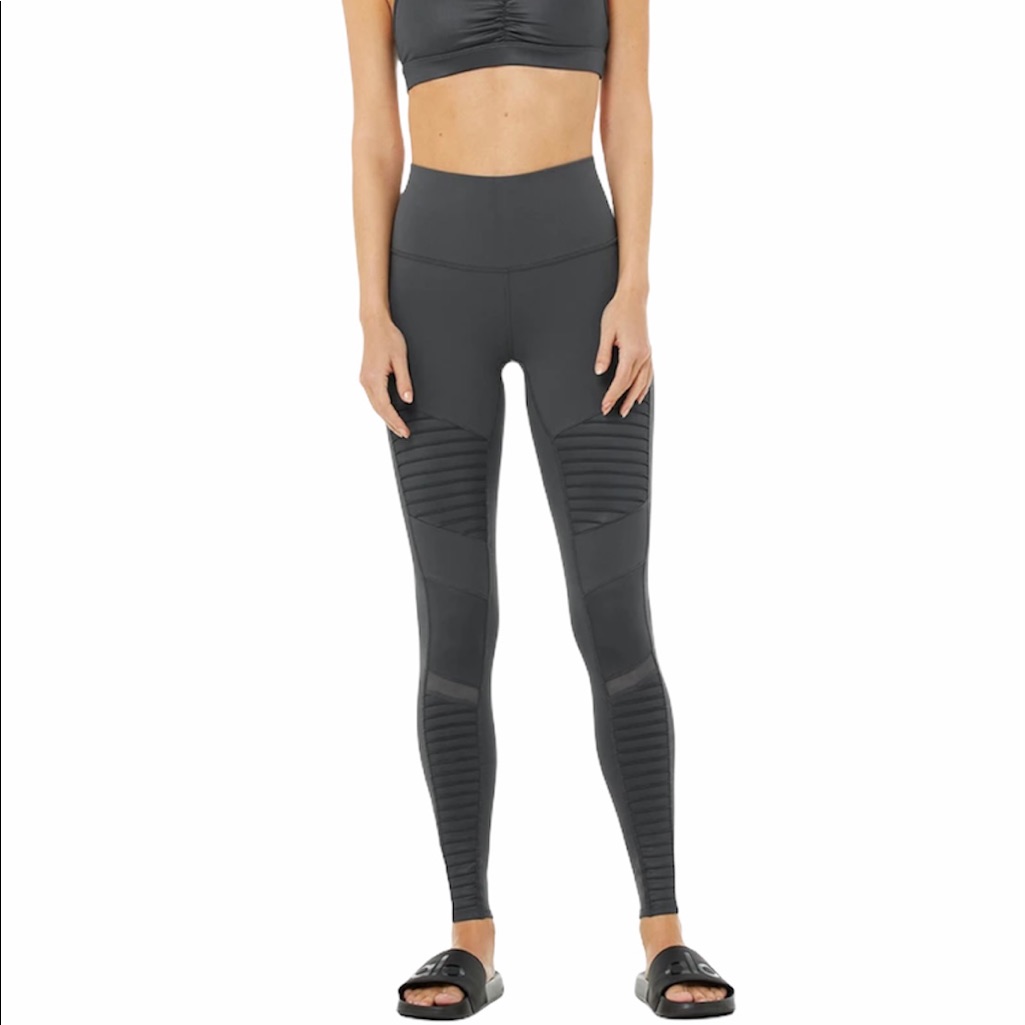 Alo Yoga Women's Charcoal Gray Moto Leggings